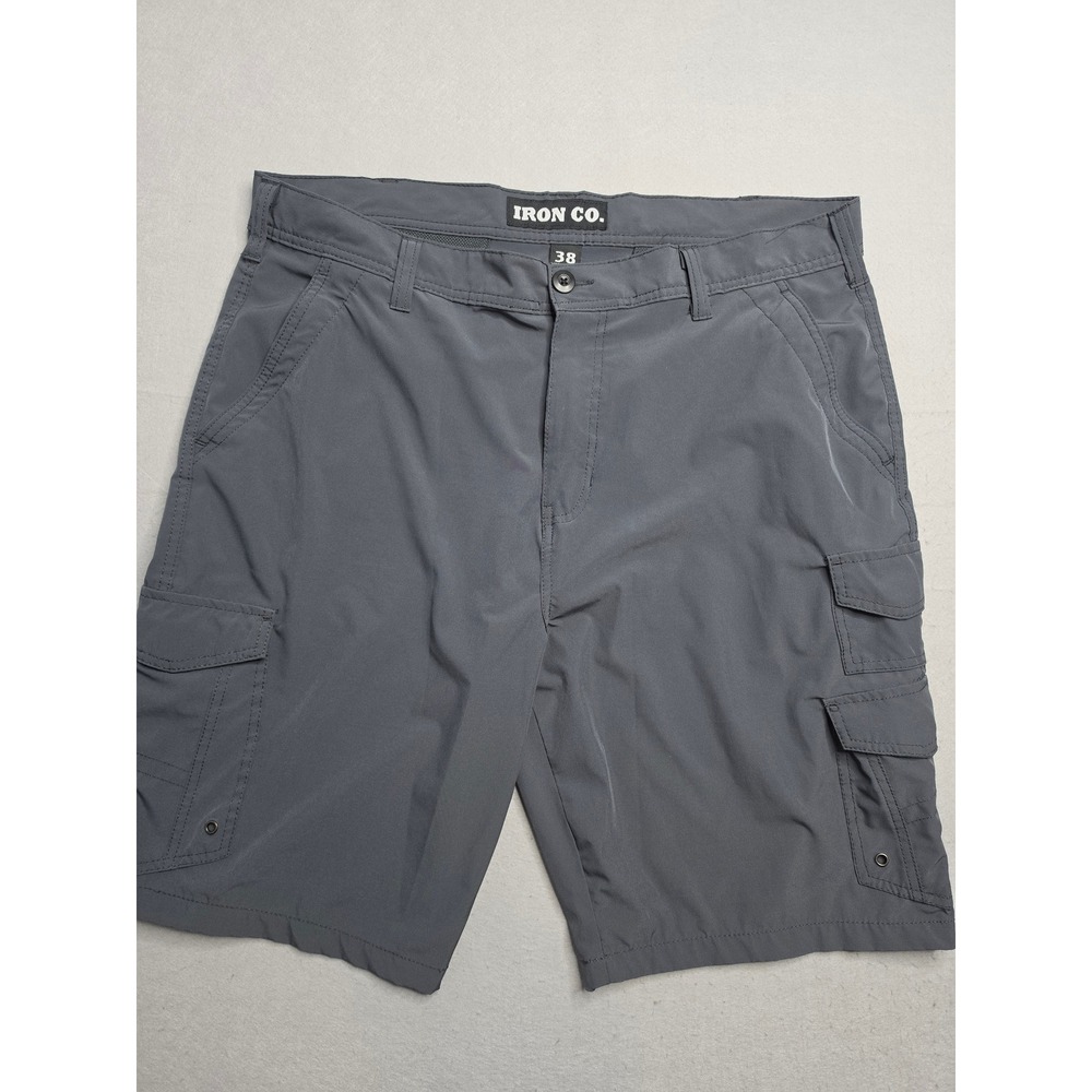 Iron Co. Hybrid Cargo Shorts Men's 38 Gray Stretch Mesh Lined Outdoor Hiking